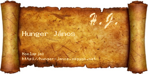 Hunger János névjegykártya